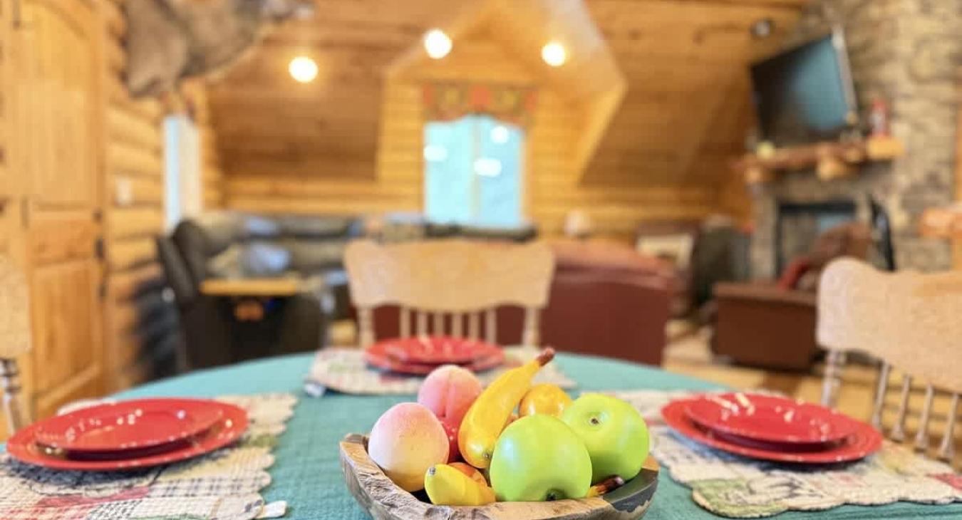 Dining area is located adjacent to the kitchen and living room.