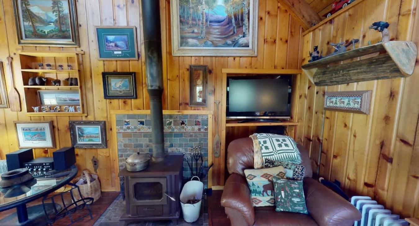 Fireplace located in the living room.