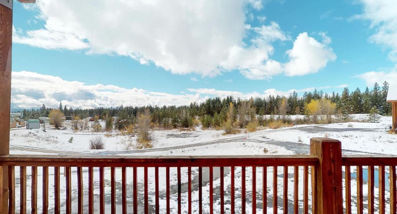 Beautiful view of the deck during the winter.