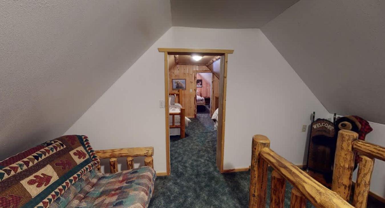 Loft with futon for extra bed.