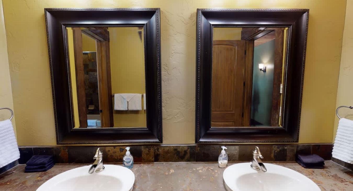 Storage is available for your belongings under the sink.