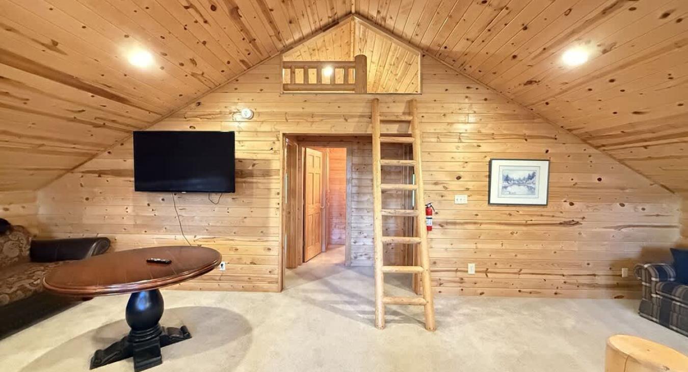 Little kids climb up play loft