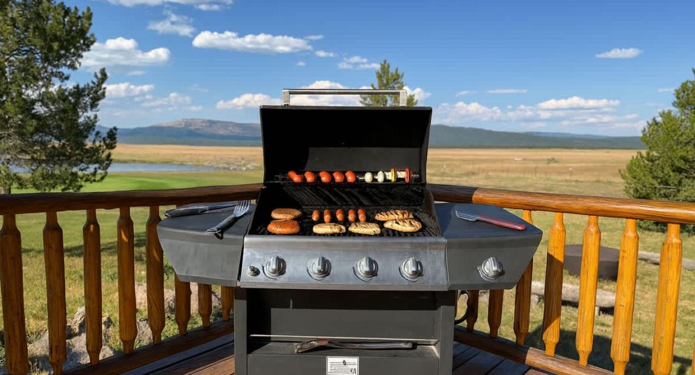 Dinner is waiting to be grilled at the cabin.