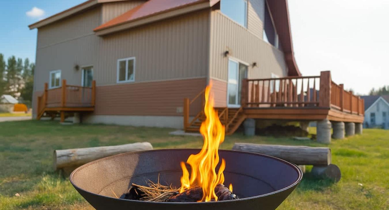 Firepit to cabin view