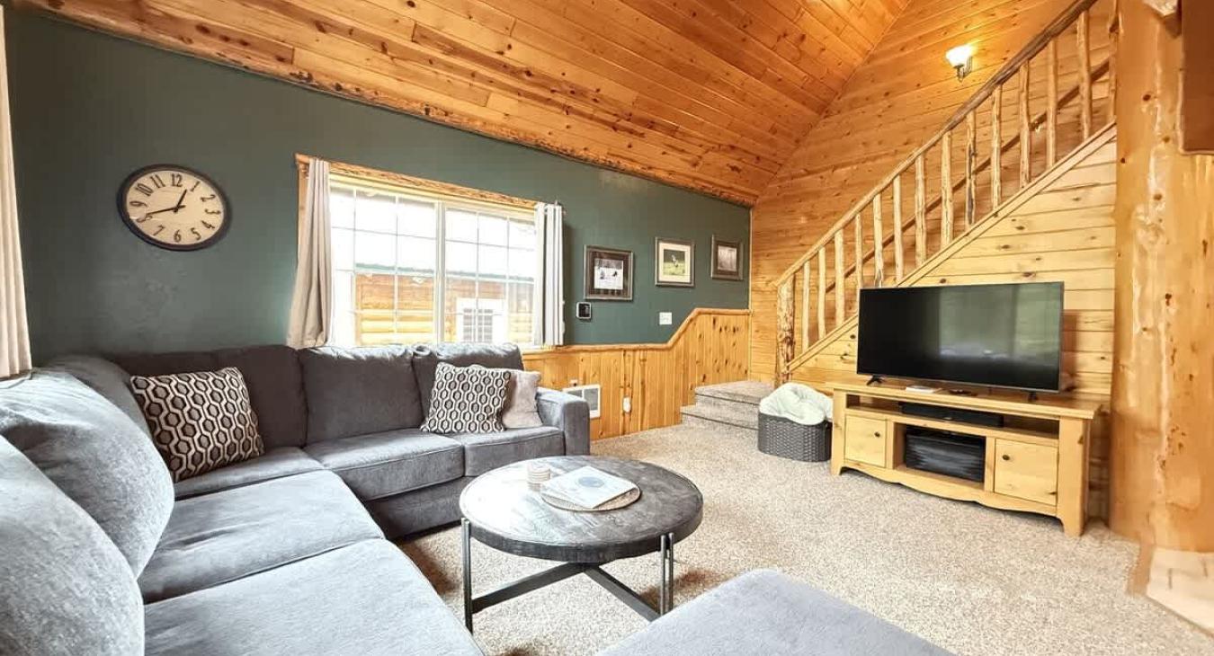 Living room with smart tv to unwind after a long day.