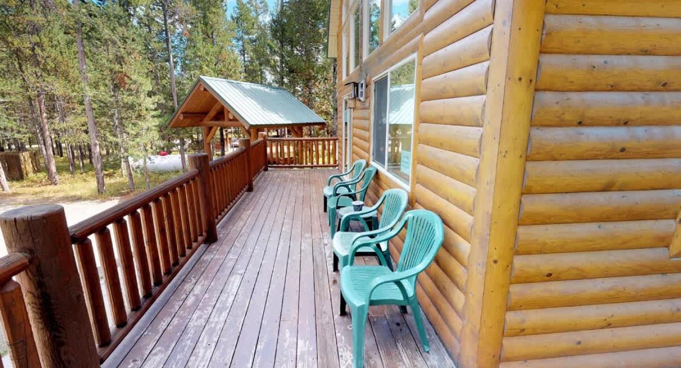 Seating available outside to enjoy the beautiful landscape near the cabin.