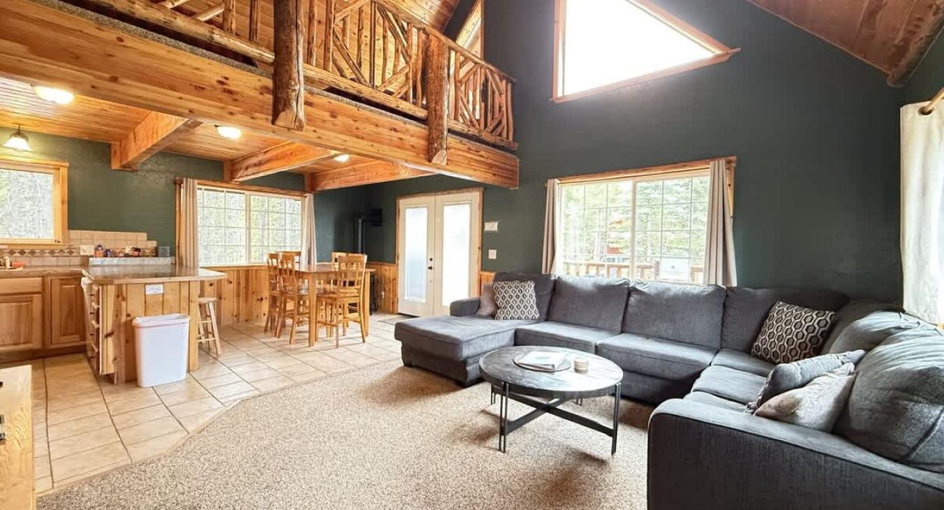 Hand crafted Log cabin with loft upstairs and kitchen downstairs.