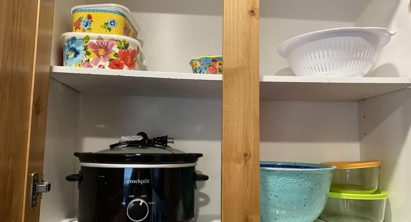 Small crockpot and cooking essentials for you during your stay.