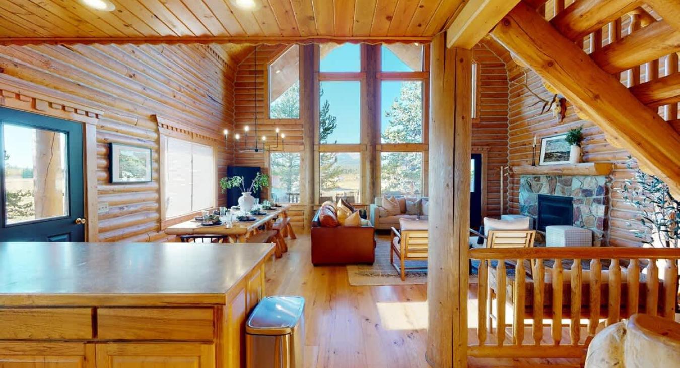 View of the living and dining room from the kitchen.