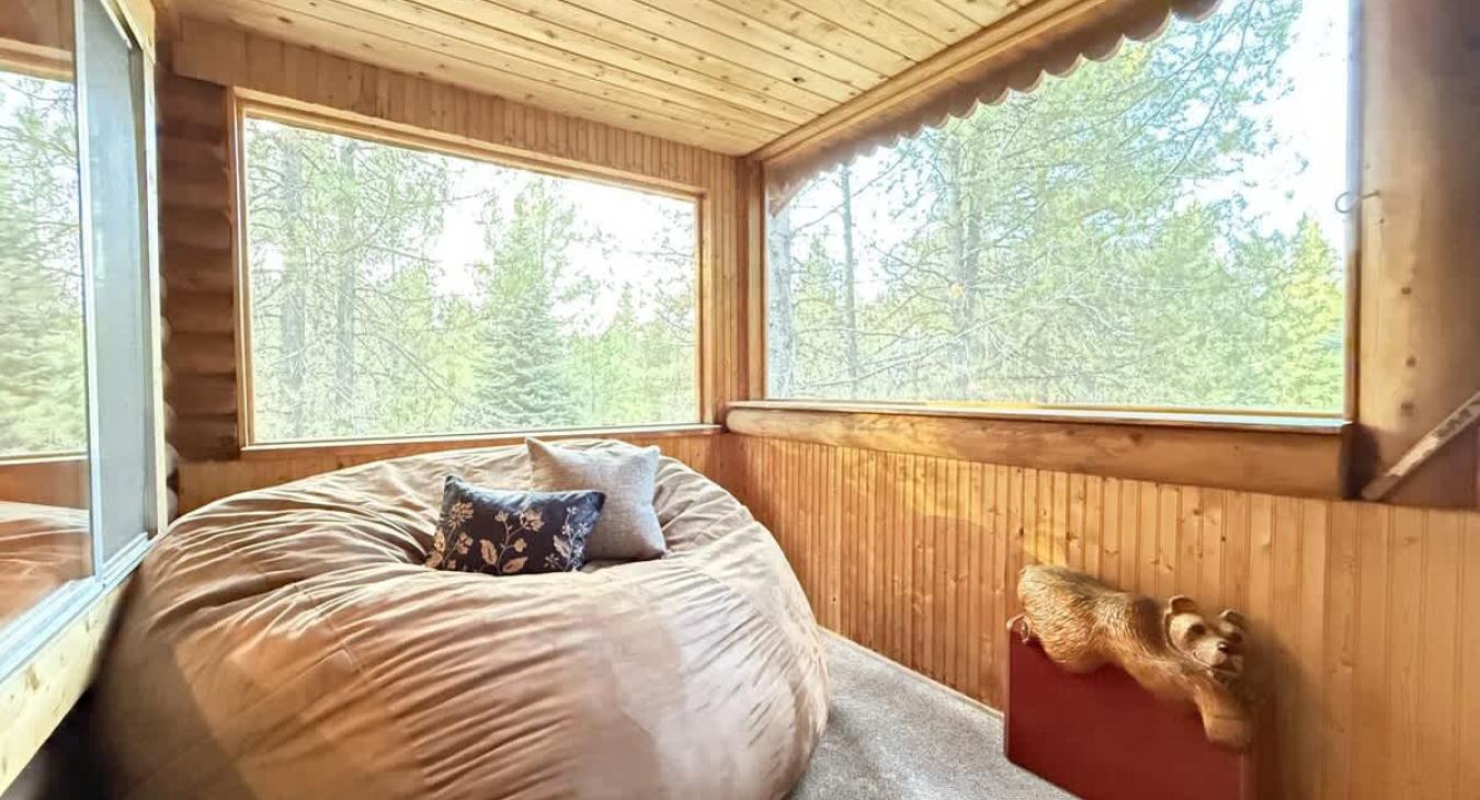 Large love sac on the screened porch.