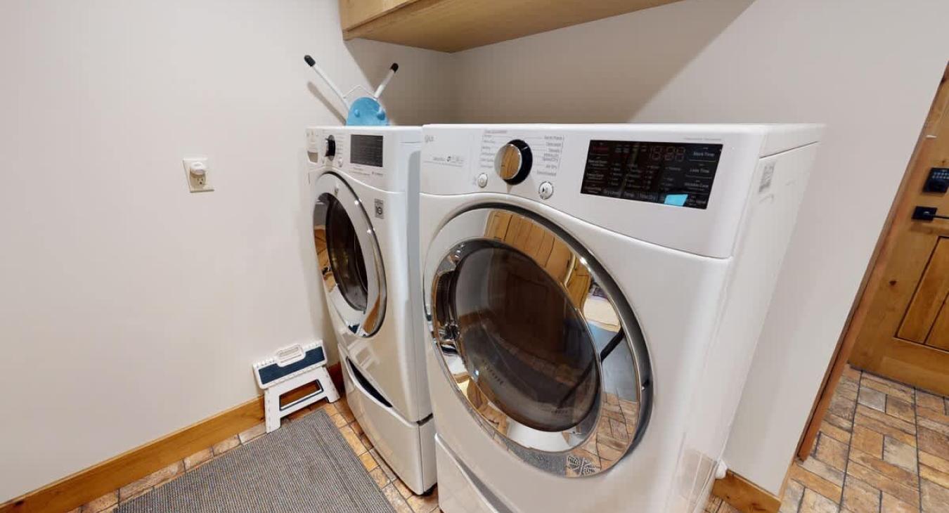 Full size washer and dryer. Laundry detergent is provided for all your laundry needs during your stay.