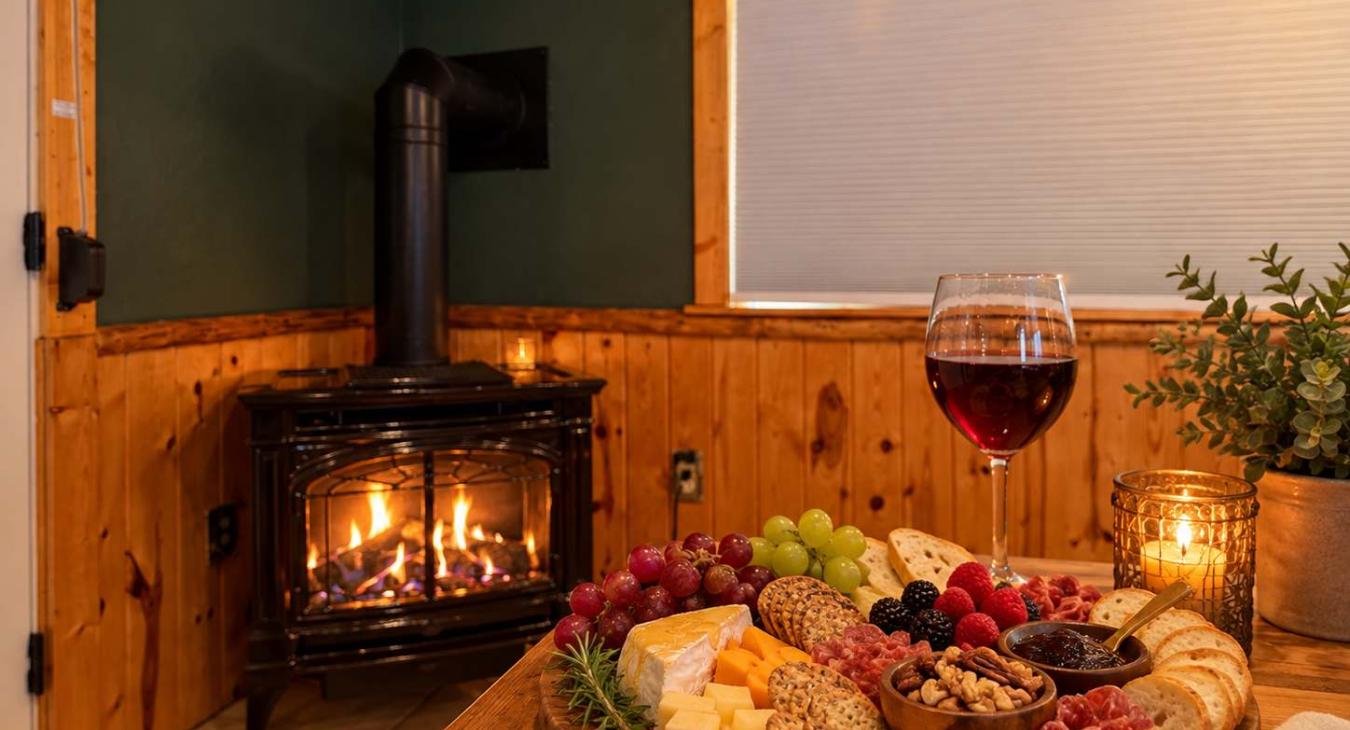Enjoy the gas fireplace on a cool evening.