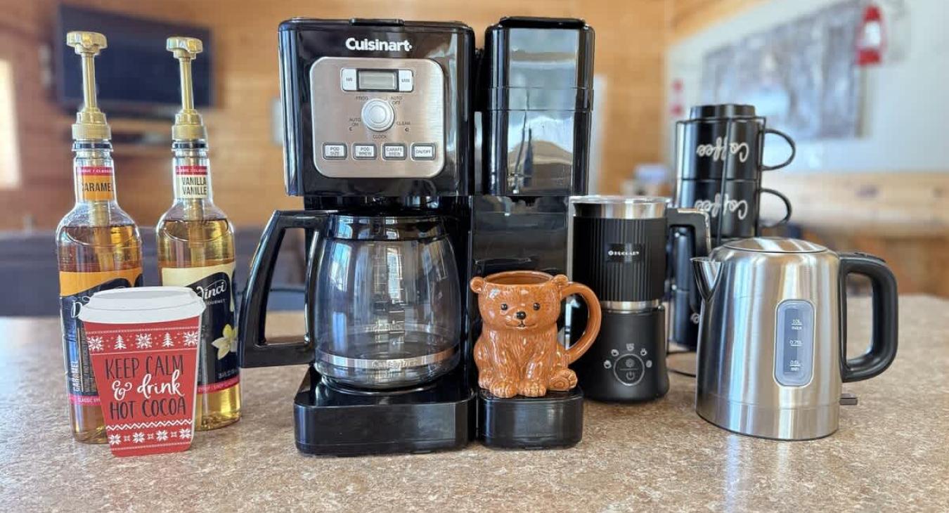 A luxurious coffee bar for your convivence.