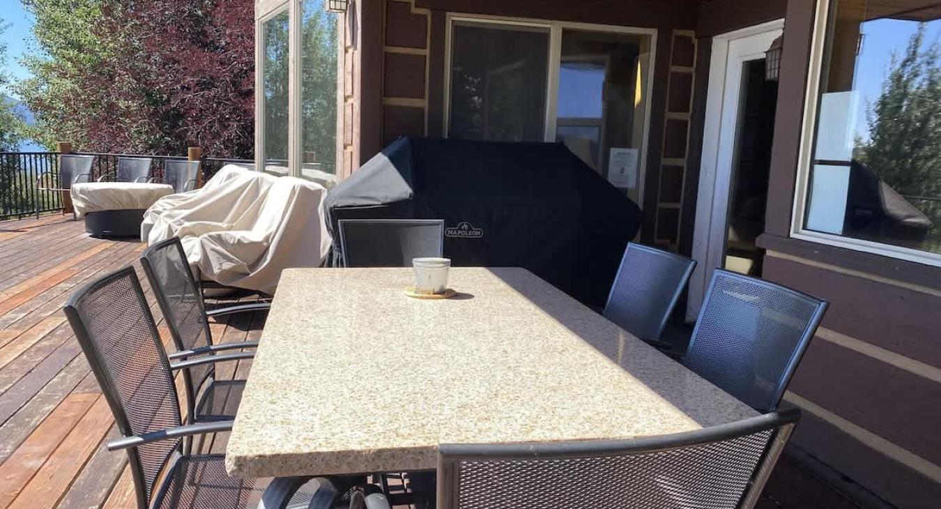 Outside deck with seating to take in the views.