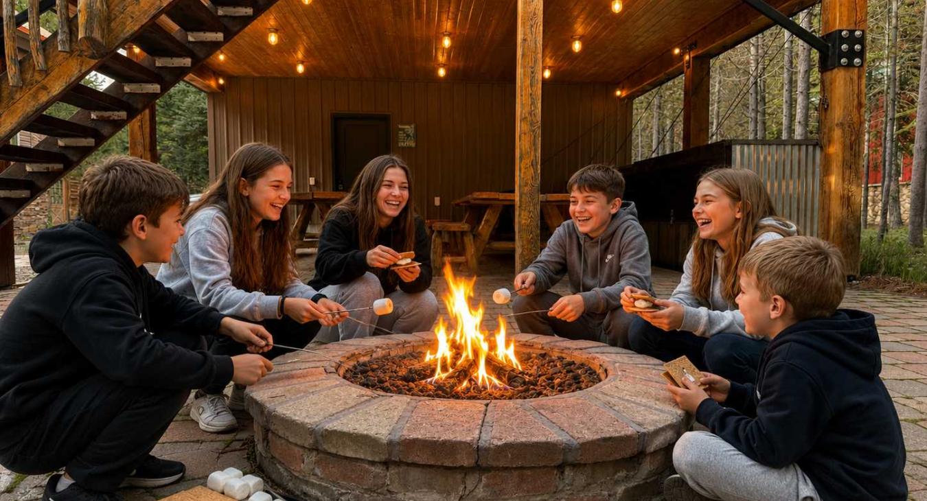 Gather around the stone fire pit on the patio! It is the perfect spot for roasting marshmallows and making sweet memories under the stars.