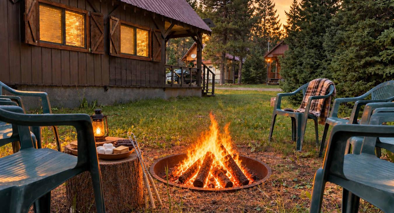 Relax by the fire and roast that perfect marshmallow.