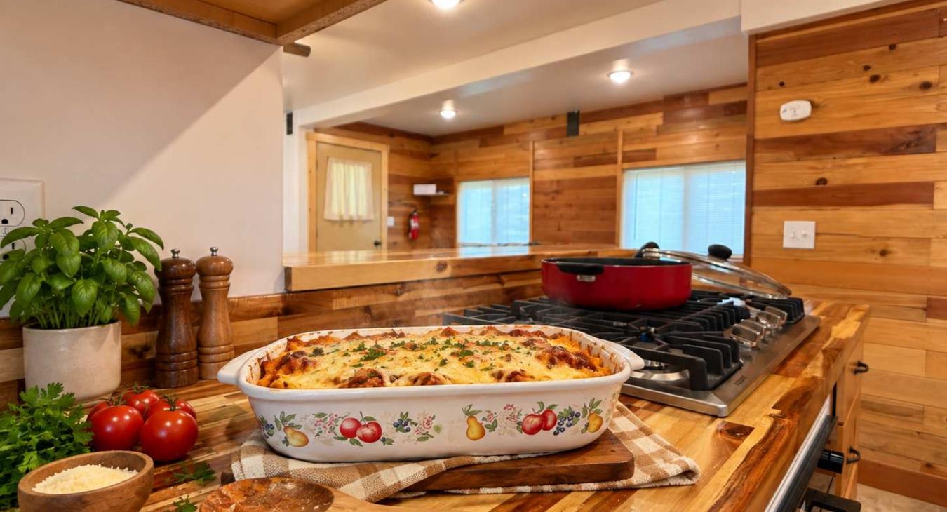 This kitchen might be small but it has everything you need to make delicious meals.