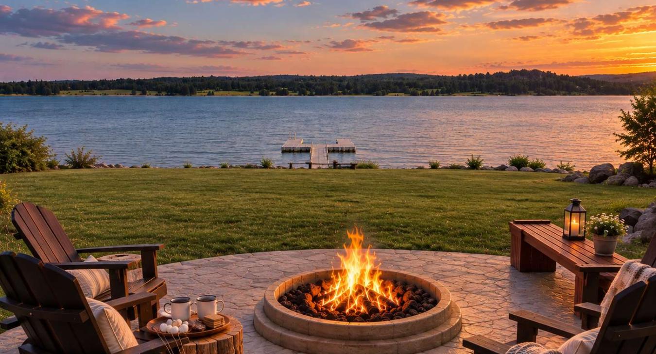 Large firepit with seating to enjoy the perfect s'mores. Make sure to bring your own firewood.