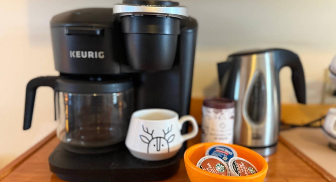 Enjoy a cup of coffee or cocoa in the morning.