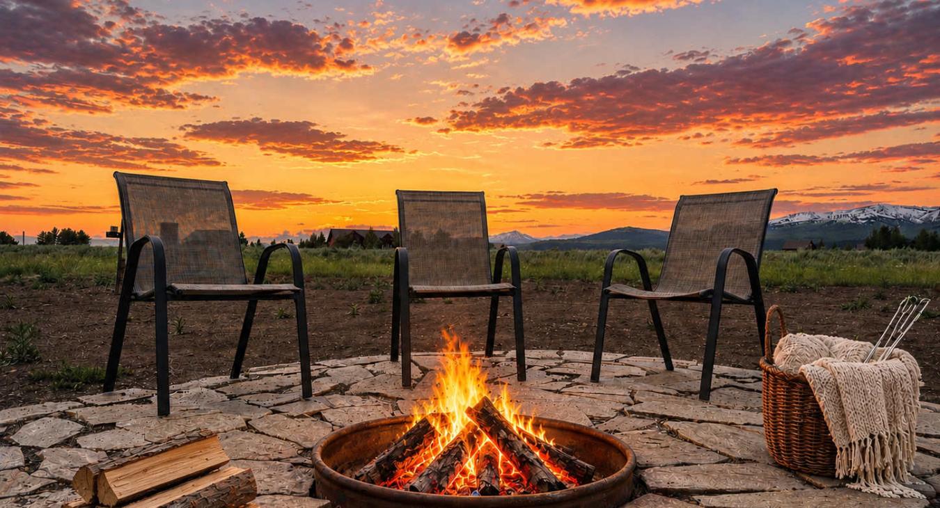 Gather around the warm fire pit under the twilight sky. Share stories and create unforgettable memories with loved ones.