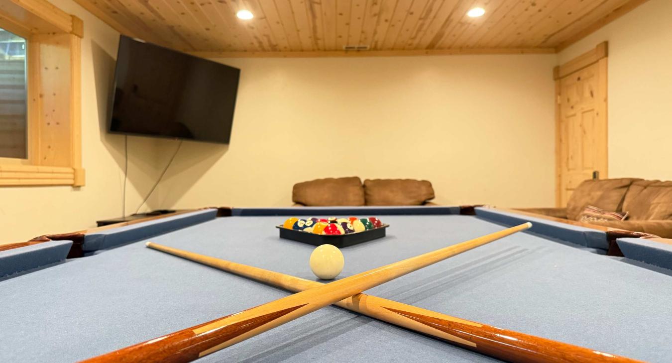 Pool table in the basement for that friendly game.