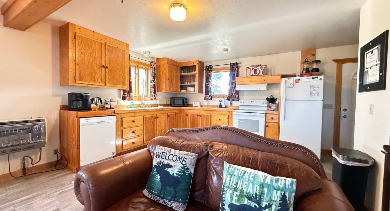 View from the living room into the kitchen