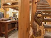 Alright, let's head upstairs—you're in a loft tucked under a pitched cabin roof, and it’s got that perfect blend of chill and fun.