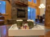 Relax by the fireplace with a warm cup of cocoa.