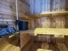 Inside the sauna to relax in.