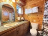 Main level full bathroom. View of the roomy countertop.