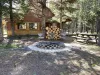 Large firepit area and picnic table