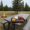 Beautiful picnic table located near the cabin to enjoy meals outside.