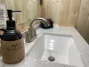 Clean sink with makeup cloths provided for you.