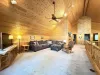 Upstairs loft with full couch and tv for you to enjoy.