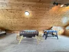 Foosball and air hockey tables for some fun games.