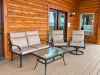 Patio seating on the upper deck