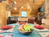 Dining area is located adjacent to the kitchen and living room.