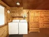 Laundry units in the basement living room area