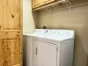 Laundry closet with hangers and closet rod