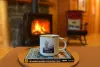 Relax by the fireplace.