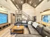 Comfy big leather sectional couch.