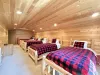 Kids bedroom with 3 twins and 1 full.
