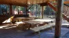 Outdoor seating and grill area
