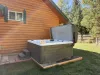 Relax in the hot tub towels are provided.