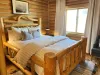 Lots of natural light flows into the room from the window.
