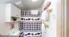 This bathroom has storage located here for your items during your stay.