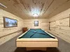 Downstairs game room with a Pool Table.