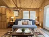 You are greeted by the living room with lots of open space and a Futon for more guests.