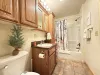 Ensuite bathroom attached to the master bedroom. Includes a shower tub combo, toilet, and sink vanity.
