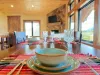 Beautiful dining table with full table settings
